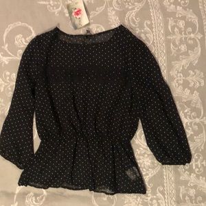 Black Ruffle-Waisted Blouse